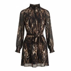 Banana Republic Black and Brown Long Sleeve Dress